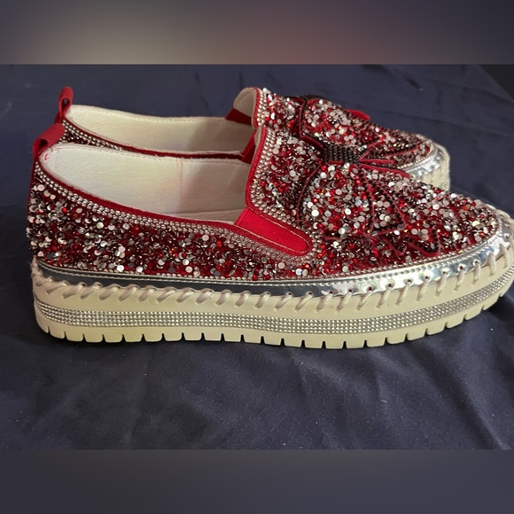Brand new rhinestone glitter platform sneakers ladies size 9 - Picture 5 of 6